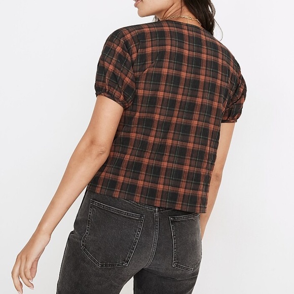 Madewell | Gathered V-Neck Top in Plaid - Picture 7 of 9